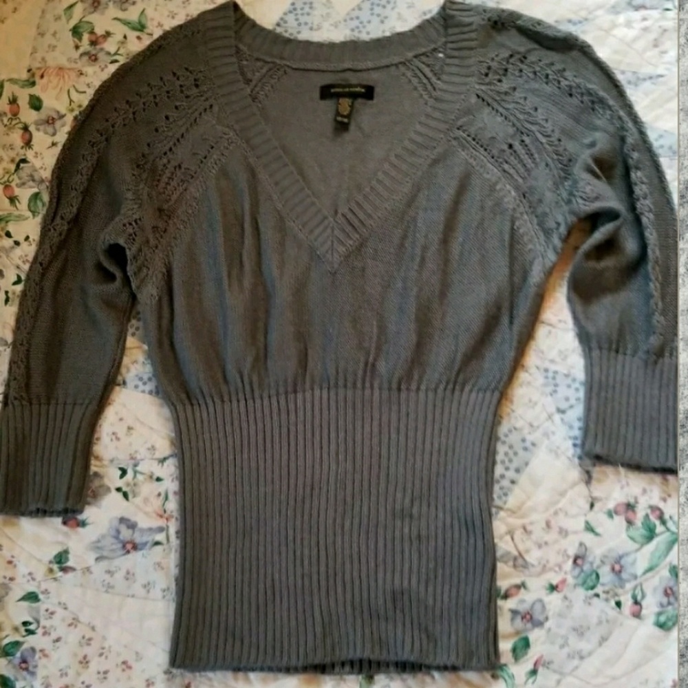 🆕️ Y2K House of Dereon Pointelle Ribbed Sweater top Beyonce QUEEN BEE